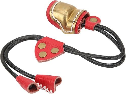 Tiro con L'Arco Protezione per Le Dita per Pollice in Ottone e Pelle per Tiro con L'Arco Tradizionale Attrezzatura All'aperto (Rosso) - Ysert