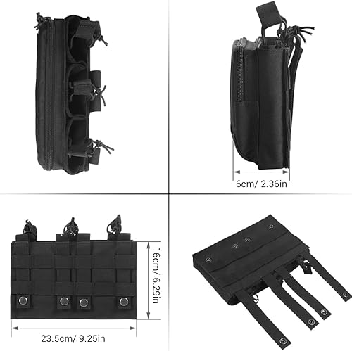 Bustina di amministrazione tattica Mag,Pochette Molle tripla aperta sulla parte superiore con 3 toppe a ganci e fibbie per Mag 223/5.56 - Ysert