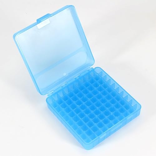 100 Round Flip-Top Pistol Ammo Box Plastica impilabile e bloccabile Contenitore di stoccaggio delle munizioni-Blu 4,61'*4,61'*1,38' - Ysert