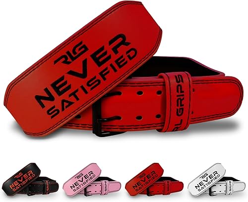 RL Grips® Cintura da Palestra in Pelle per Bodybuilding - Supporto Lombare Imbottito in Pelle per Sollevamento Pesi, Sollevamento Pesi Olimpico e Fitness - Ysert