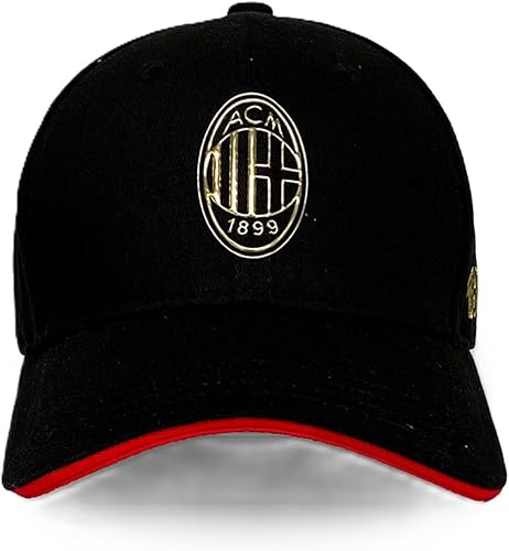 AC Milan Cappellino Trucker con Visiera e Retina, Cotone, Poliestere, Grigio, Nero, Rosso Taglia Unica Regolabile - Ysert