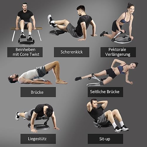 HOMCOM trainer addominale, multi-trainer pieghevole, dispositivo di allenamento con cuscino, allenamento addominale regolabile in altezza per la casa, max. 120 kg, acciaio, nero, 55 x 42 x 11-32 cm - Ysert