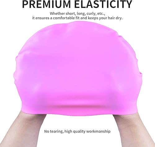 2 Pezzi Cuffie da Nuoto in Silicone, protezione per le orecchie, Rivestimento Ripstop per comfort e resistenza allo scivolamento, Cuffie da nuoto capelli lunghi, per uomini e donne(rosa) - Ysert