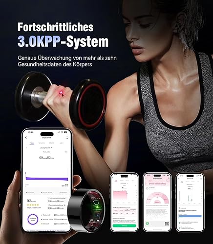 Anello intelligente Android e iOS 2024. Dati di misurazione accurati certificati SGS: anello per uomo e donna. Nuovo chip Bluetooth 5.0 ZNZ – connessione stabile: tracker del sonno, anello - Ysert