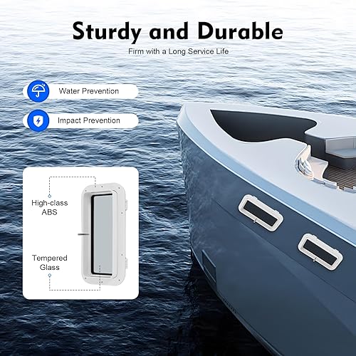 40 x 20 cm oblò finestra rettangolare barche yacht oblò finestra portlight, vetro temperato per barca marina, yacht, vetro temperato, resistente ai raggi UV, per yacht - Ysert