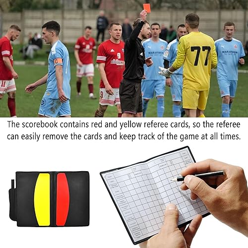 LONGHAO 4 PCS Carte per Arbitri di Calcio Bandiera dell'Arbitro di Calcio Set di Carte da Arbitro Fischietti Arbitro in Metallo Scheda Arbitro Rosso Giallo,con Fischietto - Ysert