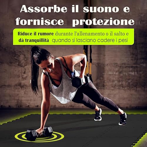 Tappeto Palestra, Tappeto Puzzle, Tappeto Gomma Antiscivolo, Tappetino Palestra, Tappetino Fitness, Home Gym, Tatami Palestra, Tappeti, Tappetino Ginnastica, x12 Puzzle 30x30cm 12mm - Ysert