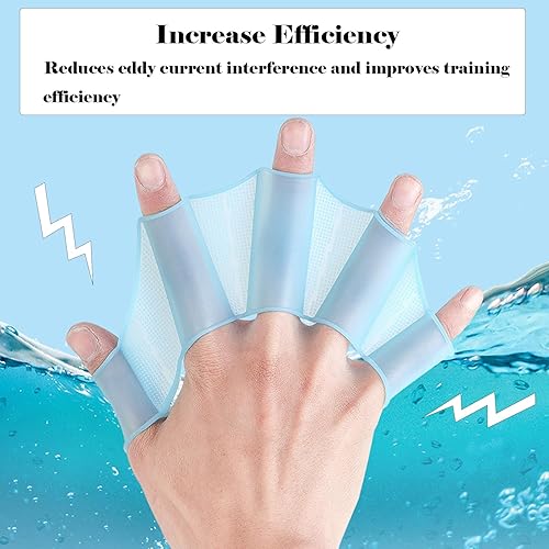 LIMEOW 6 Paio Guanti da Allenamento per il Nuoto, Silicone Nuoto Fettucciato, Pinne per le Mani, Guanti Acquatici, Dita da Allenamento, Pinne da Nuoto Subacquee, per Bambini Donna Uomo (S/M/L, Blu) - Ysert
