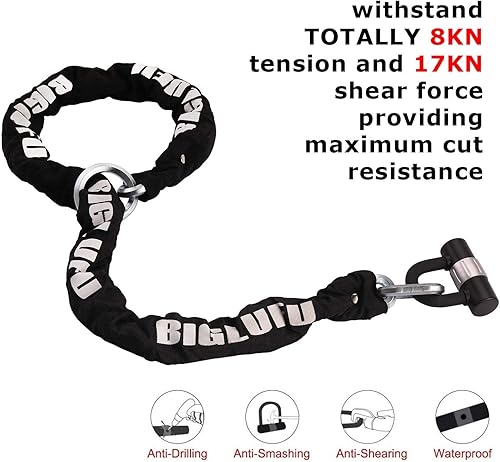 BIGLUFU Lucchetto Bici Catena Bicicletta Antifurto 120cm12mm,Con u lock e 4 tasti, Catena di Blocco Zinco Rinforzato Resistente, per Biciclette, Motocicli, Scooter, Cancelli (120cm 3kg) - Ysert