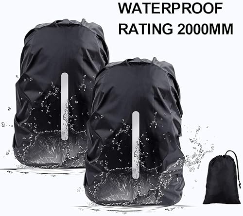 DFK Set di 2 coperture antipioggia impermeabili per zaini, zaini, parapioggia, protezione antipioggia, per esterni, ciclismo, campeggio, escursionismo, Nero (2 pezzi), S, Modern - Ysert