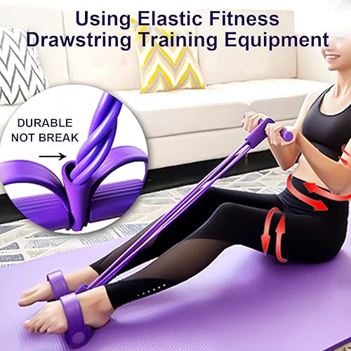 Multifunzione Strisce Aggiornamento 4 Tubi Elastico Bodybuilding Fitness con Pedali Maniglie Stretching Corde in Lattice Attrezzature di Resistenza per Casa Palestra Ufficio - Ysert