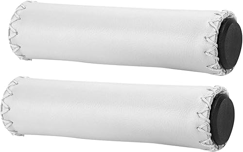 Manopole per Bici Marroni Manopole per Bici in Pelle Marrone Pu Sponge 1 Paio Manopole per Manubrio Bici Cucite a Mano Pu Manubrio per Bicicletta con Tappo (Marrone) - Ysert