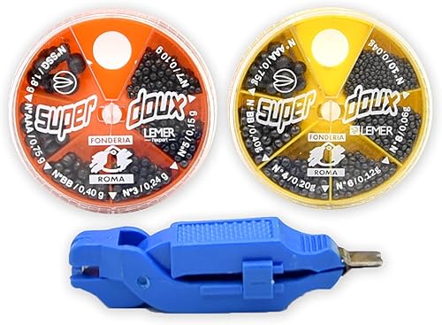 Set di 2 scatole di Piombi da Pesca, Piombo tenero Alta qualità e 1 levapiombi Pesca in Mare, Pesca acque Interne, Bolognese, Inglese, Feeder. - Ysert