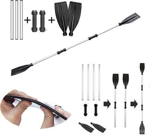 Pagaia in Alluminio per Kayak e Canoa, 1 Paio di Remi per Kayak, Remi Portatili Regolabili per Barche con Manico Antiscivolo in Lega di Alluminio per Remi gommoni gommoni - Ysert