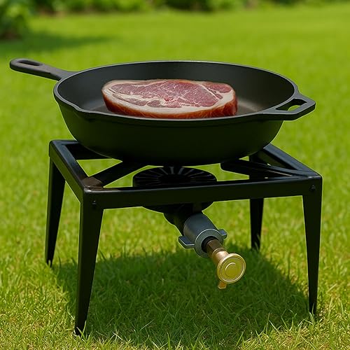 Fornellone Gas Esterno Campeggio Nero 40 x 40 x 19 cm Bruciatore Ghisa Metallo Pentole Pesanti Portatile - Ysert