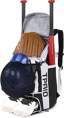 TPAID - Zaino da baseball di grande capacità, con scomparto per scarpe e gancio per recinzione, borsa leggera per attrezzatura da baseball, può contenere mazze, caschi, guanti, cappelli, vestiti - Ysert