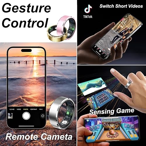 Smart Ring Fitness Tracker Cardiofrequenzimetro Sleep Tracker Controllo TikTok Anelli Fitness Pressione Sanguigna Ossigeno nel sangue Pedometro Contapassi Salute Smart Ring per donne e uomini con - Ysert