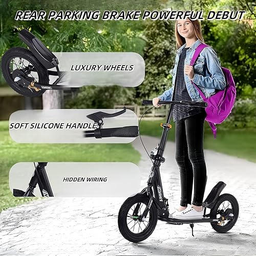 City Roller Kickscooter Adulti, Monopattino con Ruote Grandi da 290mm, Monopattino da Città Pieghevole con Freno a Mano e Freno, Altezza Regolabile, Capacità di Carico 150 kg - Ysert