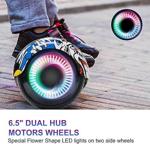 Hoverboard 6.5 Pouces Overboard, Hover Board Gyropode Tout-Terrain, Bluetooth et LED Auto-équilibré électrique Auto-équilibrage pour Enfant et Adult - Ysert