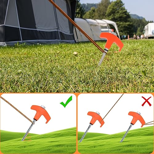 Set di 10 picchetti a vite, in acciaio, da campeggio, da 20 cm, per campeggio e attività all'aperto, picchetti a vite per terreni duri, foreste, prati, erba - Ysert