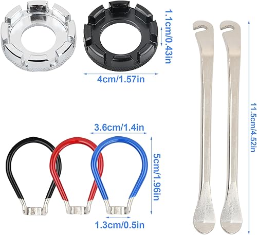 Tiraraggi Bici Universale, Set di 7 Chiave per Raggi della Bicicletta, con Leva per Pneumatici, Tiraraggi Bicicletta Professionale, Tiraraggi Park Tool per Regolare Cerchi di 10g-15g - Ysert