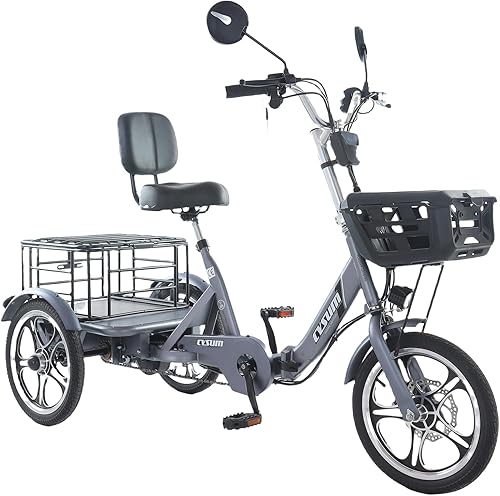 cysum Triciclo Elettrico Pieghevole, 16 pollici Tricycle E Bike per adulti uomo donna, bici elettrica da carico, batteria da 48 V 22 Ah, bici elettrica a 3 ruote - Ysert