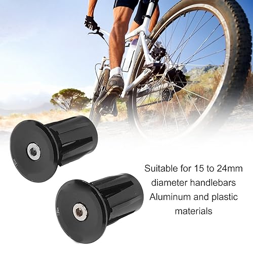 Tappi per estremità Barra da 2 Pezzi, Tappi per Manubrio Bici in Alluminio per Manubri Diametro 15-24 Mm Accessori Ciclismo Mountain Bike(Nero) - Ysert