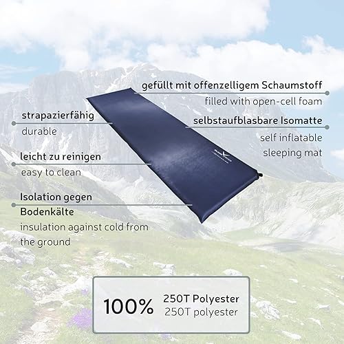 Black Crevice Materassino autogonfiabile, materassino autogonfiante, per esterni, materasso gonfiabile, materasso da campeggio, robusto materassino autogonfiabile, dimensioni: 200 x 60 cm - Ysert