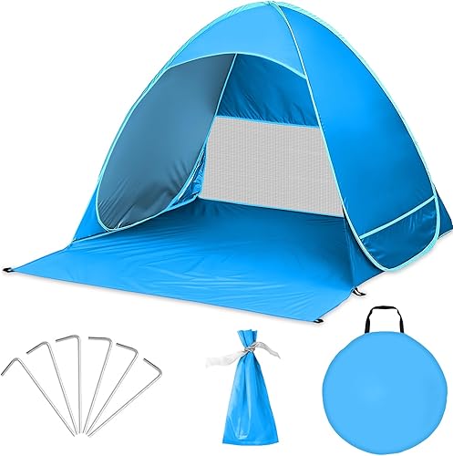 Tenda da Spiaggia Portatile, con Protezione Solare dai raggi UV UPF 50+, Tenda Spiaggia Pop-up per 2-4 Persone, Tenda da Spiaggia Antivento per Pesca Campeggio, Viaggi, Vacanza in Spiaggia - Ysert