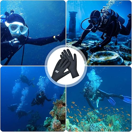 Guanti da immersione in neoprene, 3 mm, guanti da nuoto flessibili, con particelle antiscivolo per adulti - Ysert