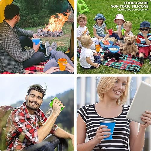 Set di 6 Tazza da caffè Portatile, Tazza da Viaggio in Silicone Pieghevole per Escursionismo da Campeggio All'aperto e Ufficio, Risparmio Spazio - Ysert