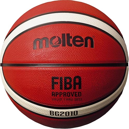 Molten BG2010 Deep Seams - Pallone da basket in gomma di alta qualità, approvato FIBA, gioco interno/esterno, arancione/avorio - Ysert