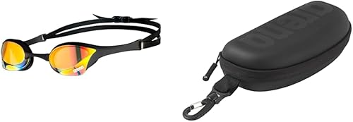 ARENA Cobra Ultra Swipe Mr Occhialini da Nuoto da Donna, Tecnologia Anti-Appannamento Swipe, Astuccio Nero con Rivestimento Morbido, Giallo Rame-Nero - Ysert