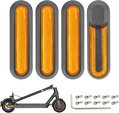 Set di 4 copriruota in plastica con banda riflettente per Xiaomi M365/Pro/Pro2/Essential 1S e adesivi di ricambio per monopattino - Ysert