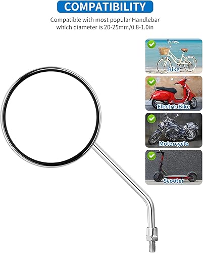 Manubrio per bicicletta specchietto retrovisore universale, regolabile, girevole, specchio trasparente per mountain bike, bici da strada, moto elettrica, scooter elettrico, con 8 mm, base di - Ysert