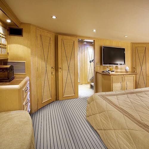 Tappeto Antiscivolo per Pavimenti Marine Boat Yacht, Tappetino per Pavimenti in Teak Eva Sintetico per Barche e Kayak, 240 * 90 * 0,6cm(Grigio Chiaro) - Ysert