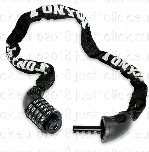 Lucchetto a catena per bicicletta, lunghezza 90 cm, protezione telaio a 5 cifre, per bicicletta, moto, barca, nero - Ysert