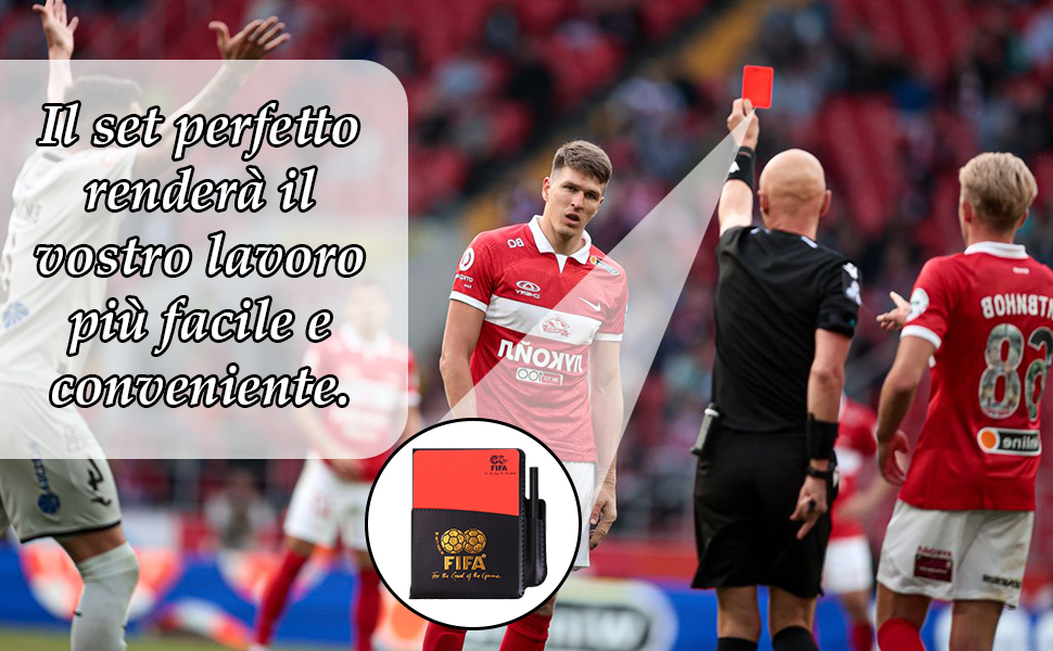 Cartellini Arbitro Kit Fischietti Arbitro in Metallo, Cartellini Rossi e Gialli con Fogli