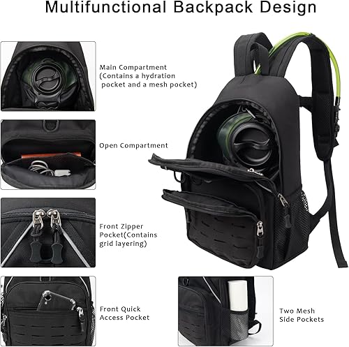Zaino idrico con sacca d'acqua da 2 l, senza BPA, per ciclismo, corsa, escursionismo, arrampicata, campeggio, attività all'aperto - Ysert