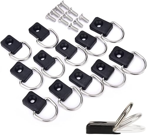 12 pcs Canoa per Barche Anello D con Kit Viti, D Ring Subacquea Kit di Fissaggio ad Anello per Ponte di Sicurezza D Ring per Barca,Canoa, Rimorchio - Ysert