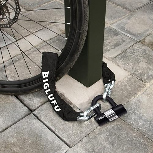BIGLUFU Lucchetto Bici Catena Bicicletta Antifurto 120cm12mm,Con u lock e 4 tasti, Catena di Blocco Zinco Rinforzato Resistente, per Biciclette, Motocicli, Scooter, Cancelli (120cm 3kg) - Ysert