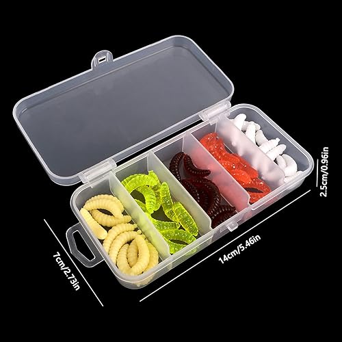 50 Pezzi Esche da Pesca Artificiali Vermi da Pesca Esche Artificiali Spinning Lago Esche da Pesca in Silicone Morbide in Acqua Dolce (2cm,5 Colori) - Ysert