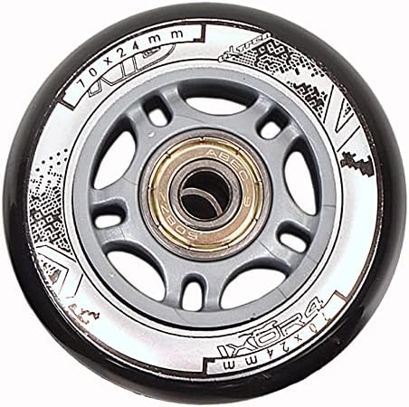 Nils - Rotelle per pattini in linea in poliuretano, 70 mm / 82A, 4 pezzi, con cuscinetti ABEC9, 8 pezzi, colore: Nero - Ysert