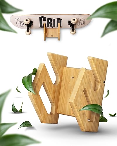 CRID® - Supporto da parete in bambù sostenibile con kit di montaggio, per appendere qualsiasi tavola come skateboard, wakeboard, longboard, snowboard, dimensioni 19,7 x 15,5 x 14,0 cm (600 g) - Ysert