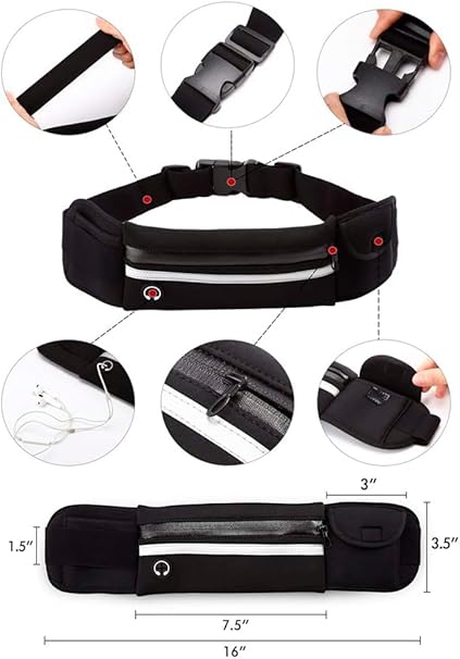 Marsupio Running Uomo & Donna, marsupio corsa Impermeabile - per Corsa, Sportivo, Trekking, Sport, Fitness, Jogging, Camminata - marsupio running Cintura Palestra - per Tutti Cellulare (nero) - Ysert