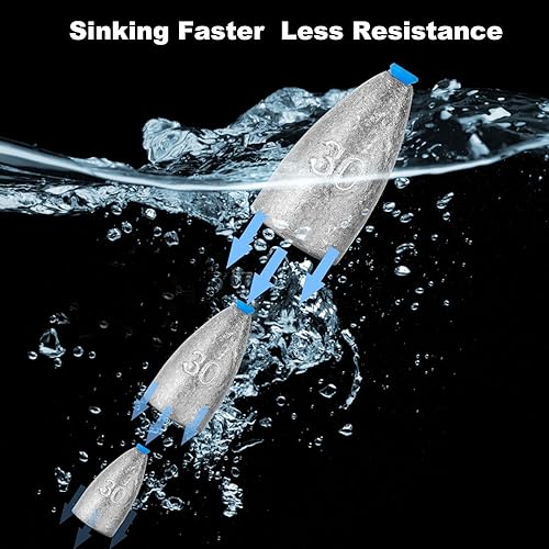 50 pesi da pesca a proiettile con anima in plastica, 100 perline, 20 girevoli, in ferro, 3,5 g, 5 g, 7 g, 10 g, 14 g, 20 g, 30 g, per pesca in acqua dolce e salata - Ysert