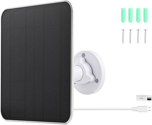 Pannello solare ad anello per campanelli, pannello solare da 5 W per telecamera di sicurezza, pannello solare per fotocamera con batteria ricaricabile esterna, supporto di sicurezza - Ysert
