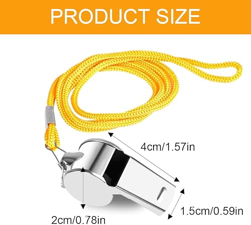 Confezione da 2 Fischietti Sportivi in Acciaio Inox con Cordino, Fischietti dal Suono Forte E Chiaro Ottimi per Allenatori, Arbitri E Ufficiali di Gara - Ysert