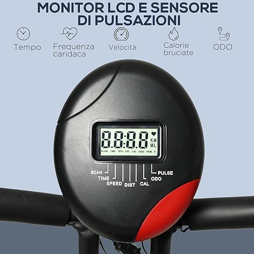 HOMCOM Cyclette Professionale con Resistenza e Altezza Regolabile, Cyclette Pieghevole in Acciaio e PP, 48x73x116 cm, Nera - Ysert