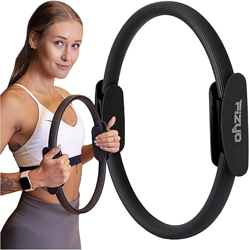 Anello per Yoga e Pilates Ø 38 cm, Ruota Fitness con Doppia Maniglia, Cerchio per Esercizio, Anello Flessibile per Addestramento del Core e Grassi, Cerchio Magico, Anello Yoga (Nero) - Ysert